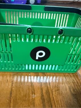 Publix Green Play shopping Basket with Handle - Kids Toy Storage